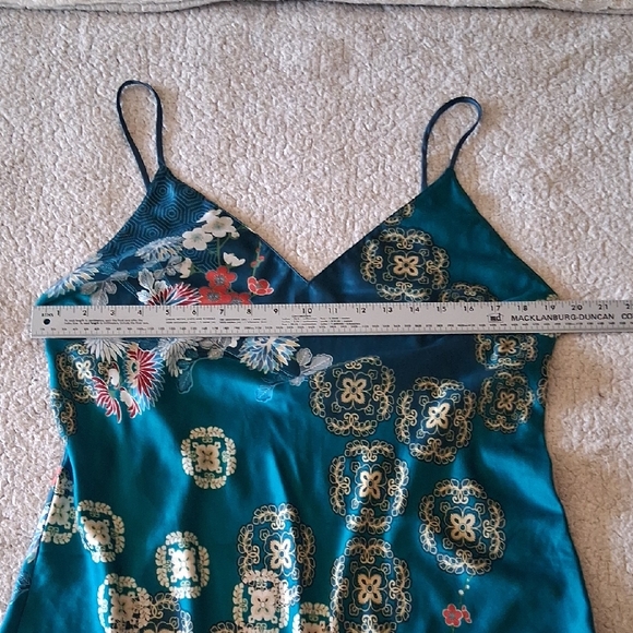 Natori Teal Floral Slip Dress - Picture 4 of 6